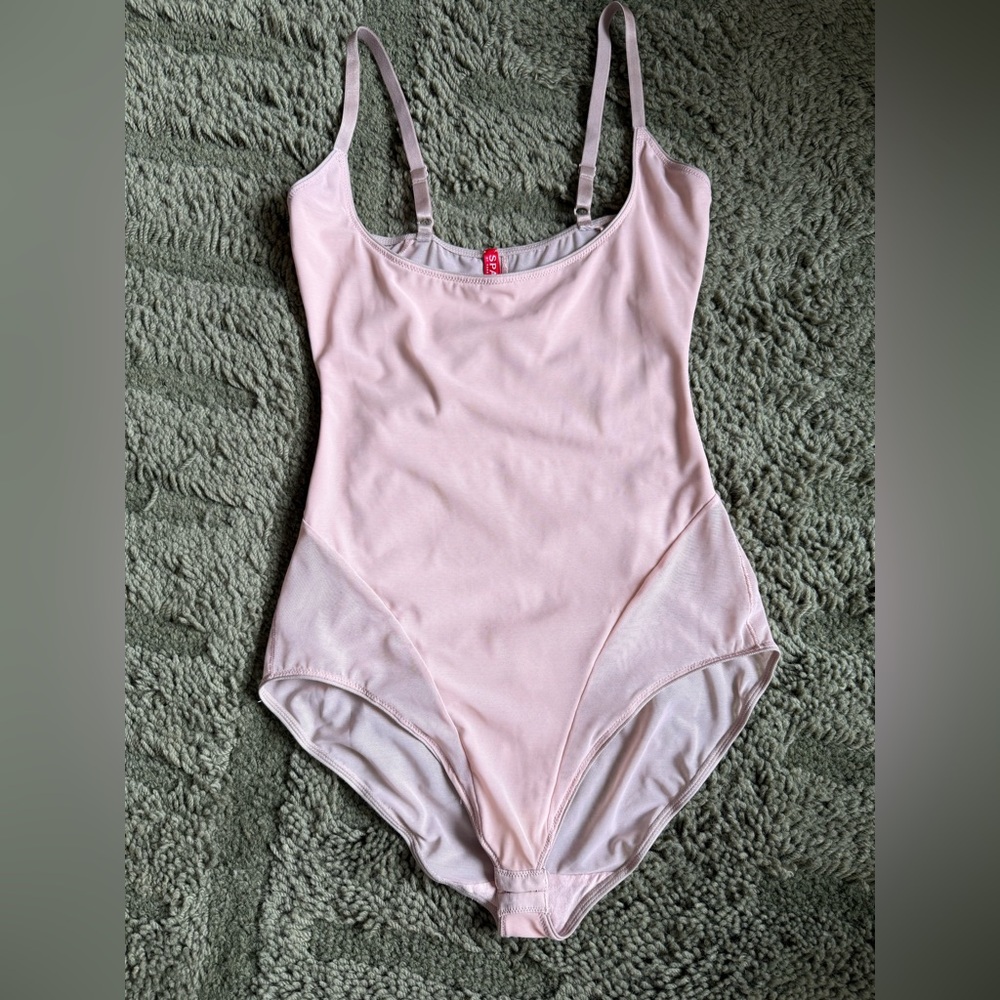 SPANX Pink Mesh Bodysuit